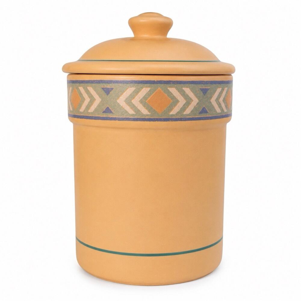 Treasure Craft Southwest Canister Peach Geometric Ceramic Cookie Jar USA